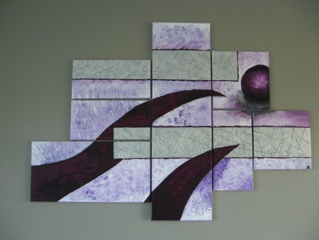 Tableau Violet Parme et Argent